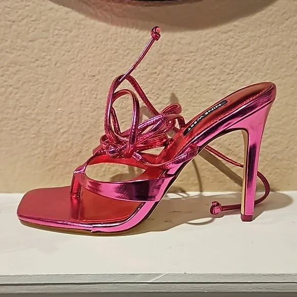 Nine West Terrie Sky Sexy Tie and Leg High Heel Strappy Sandals - Picture 10 of 15